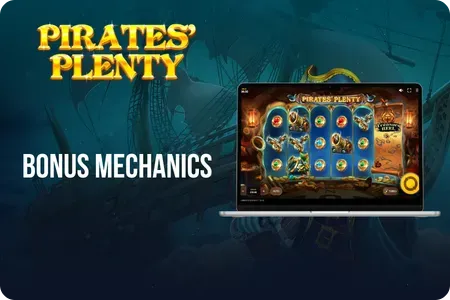 Wild Monkey and Wild Ships bonus mechanics in Pirates' Plenty slot by Red Tiger Gaming